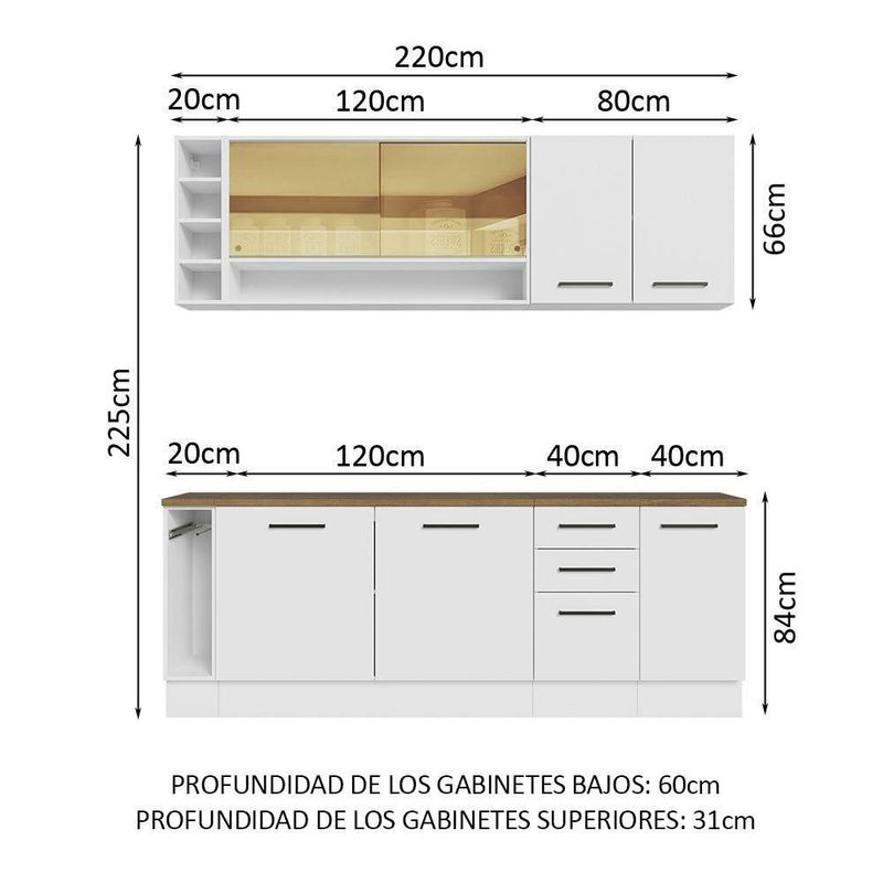 Mueble de cocina madesa madesa agata 200cm blanco 01