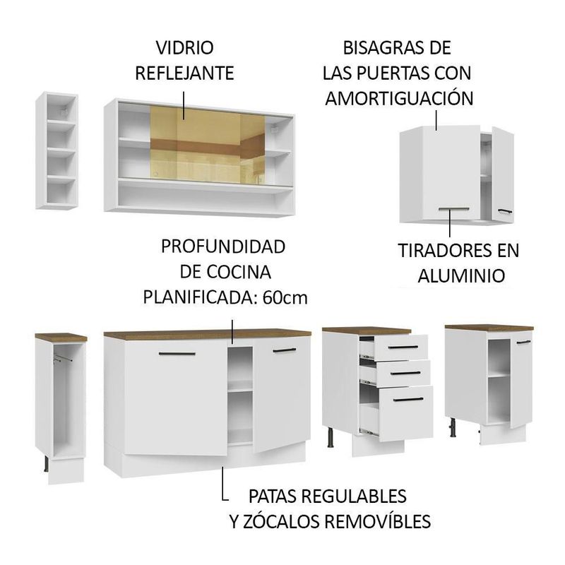 Mueble de cocina madesa madesa agata 200cm blanco 01