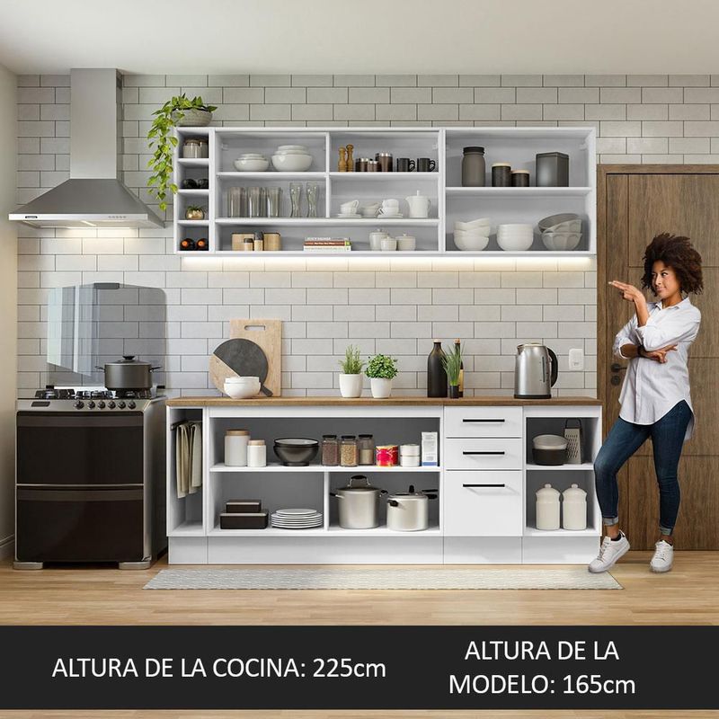 Mueble de cocina madesa madesa agata 200cm blanco 01