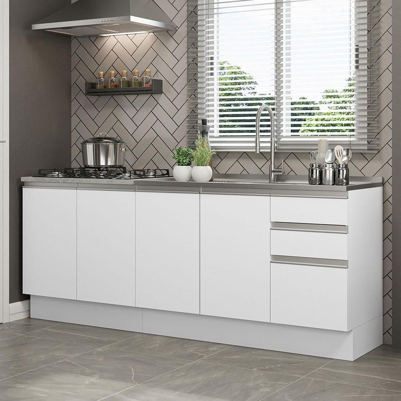 Mueble de cocina 200cm con tarja glamy blanco 01