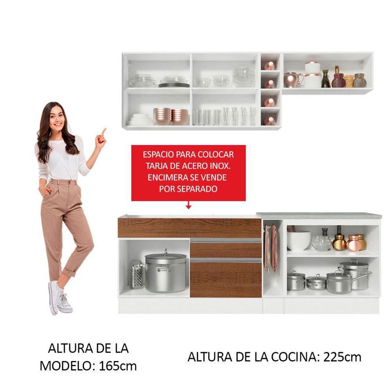 Cocina integral completa modular madesa glamy 220cm bm 06