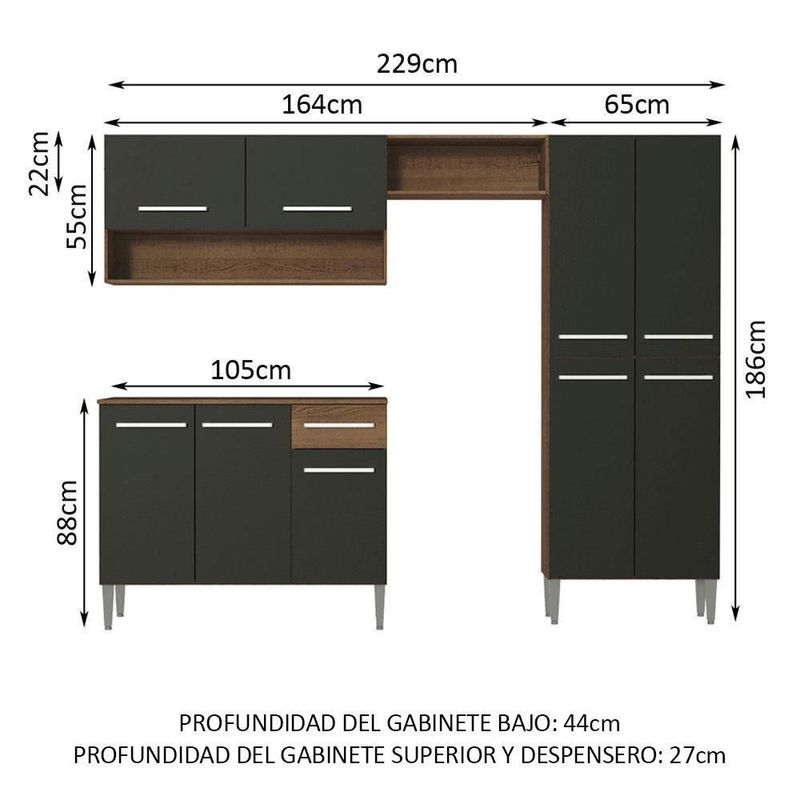 Cocina integral completa modular madesa emilly pop 229 mn 01