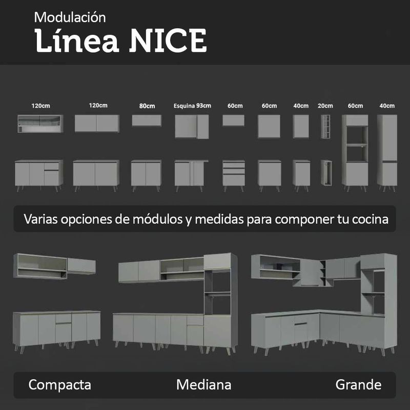 Cocina integral completa modular madesa nice 240cm gris 07