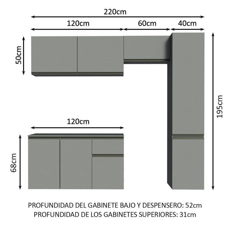 Cocina integral completa modular madesa nice 220cm gris 05