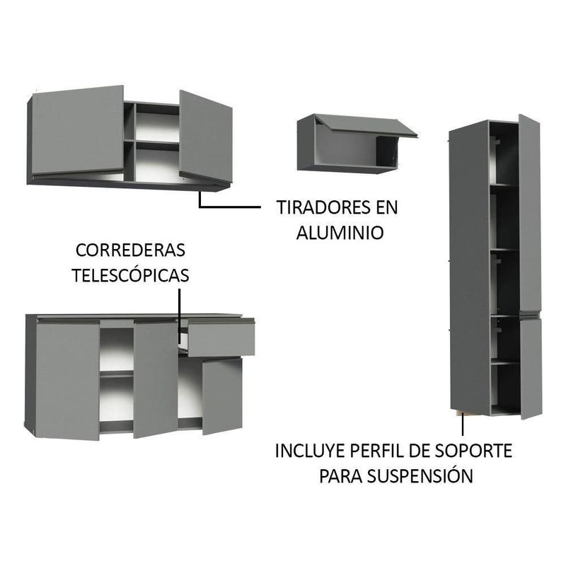 Cocina integral completa modular madesa nice 220cm gris 05