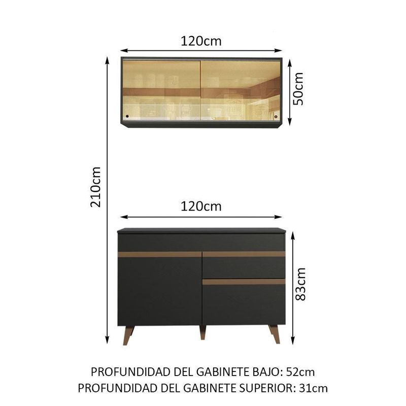 Cocina integral completa modular madesa reims 120cm negro 02