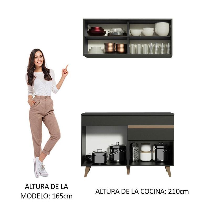 Cocina integral completa modular madesa reims 120cm negro 02
