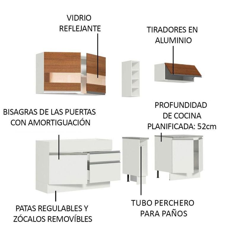 Cocina integral completa modular madesa glamy 220cm bm 02