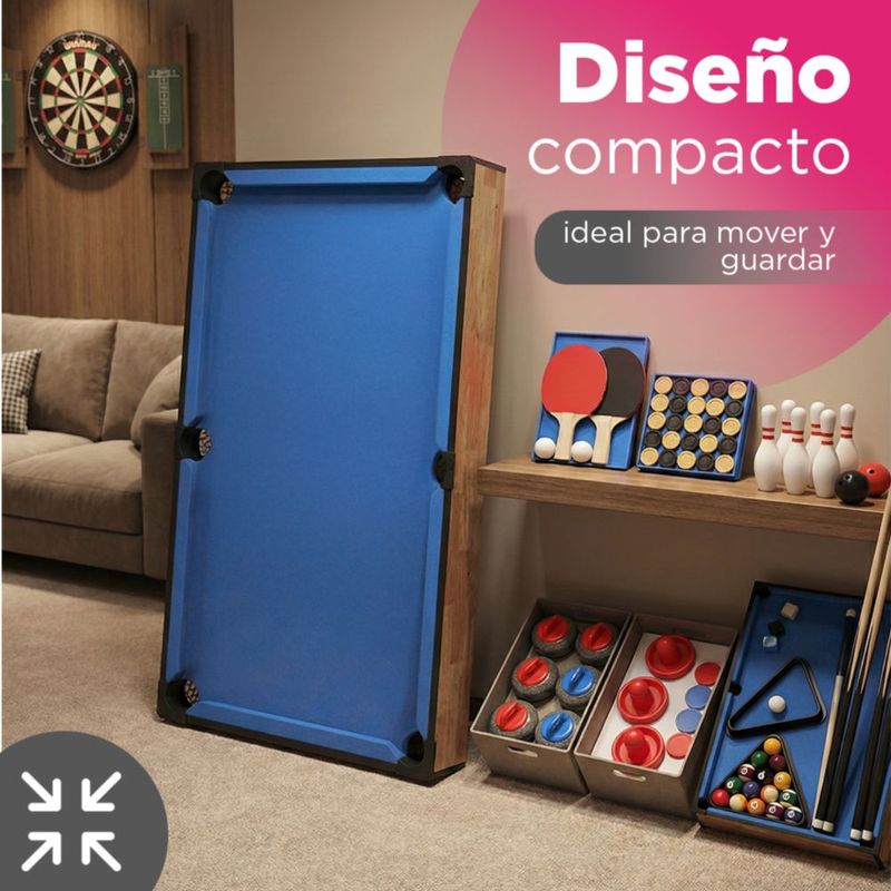 Mesa Multijuego 6 en 1 VANLIG | Plegable Billar Hockey Tenis Bolos Tejo