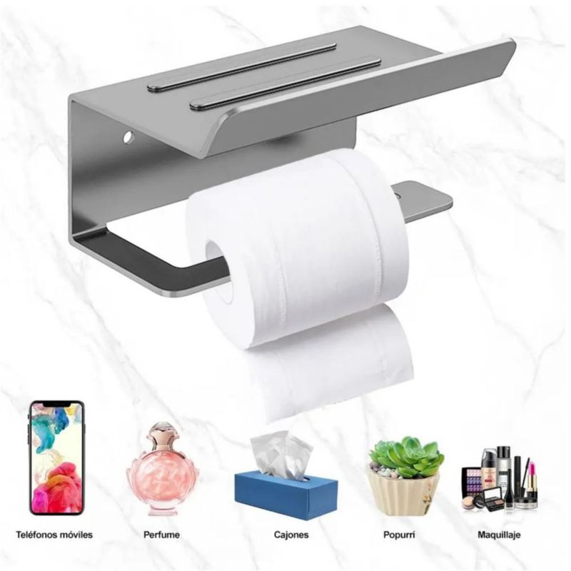 Porta-rollo De Acero Inoxidable Soporte De Papel Gris