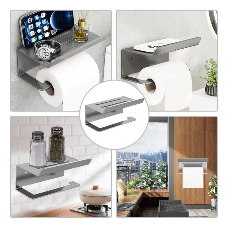Porta-rollo De Acero Inoxidable Soporte De Papel Gris