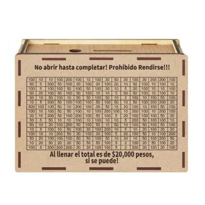 Alcancía Caja De Ahorro Reto Objetivo Dinero +pluma, Color Café