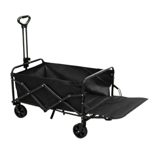 Carrito Vagón Plegable Portátil Multiusos 120 Kg, Color Negro