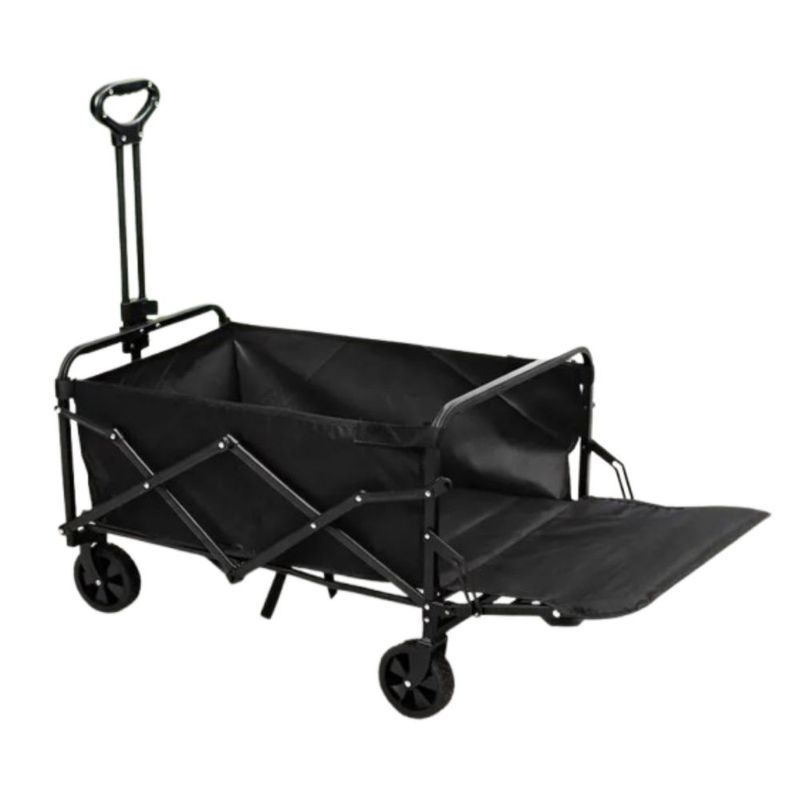 Carrito Vagón Plegable Portátil Multiusos 120 Kg, Color Negro