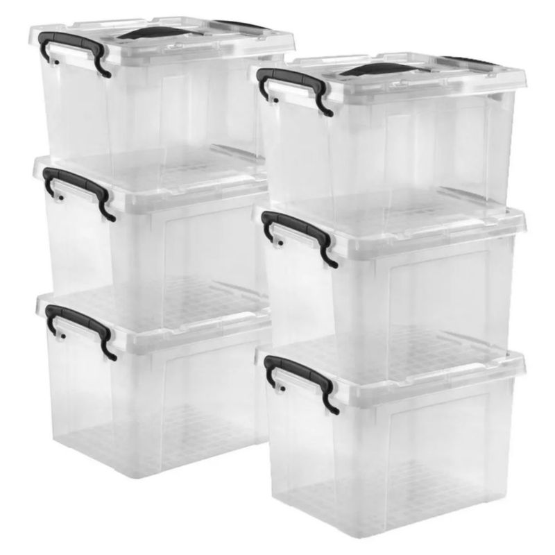Cajas De Almacenamiento 6pz Transparentes 6 Litros Transparente Liso