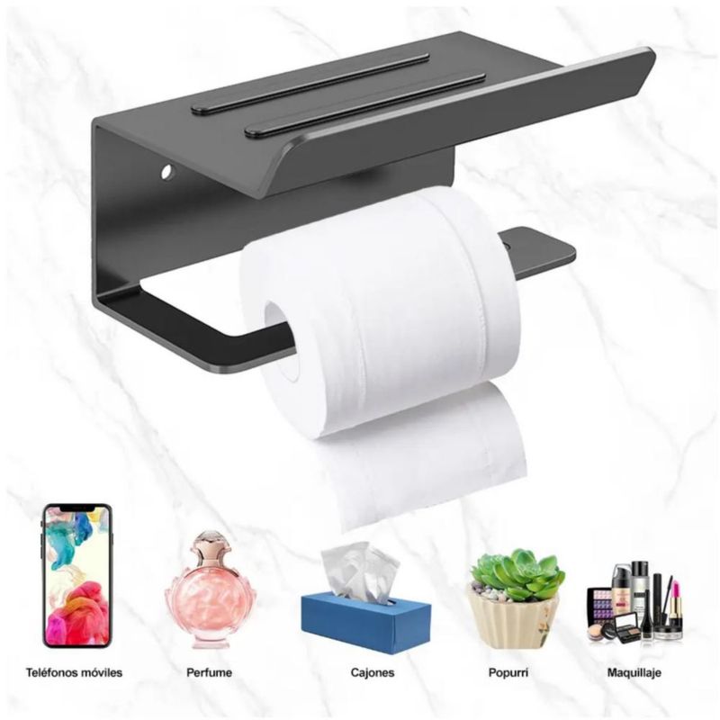 Porta-rollo De Acero Inoxidable Soporte De Papel Negro