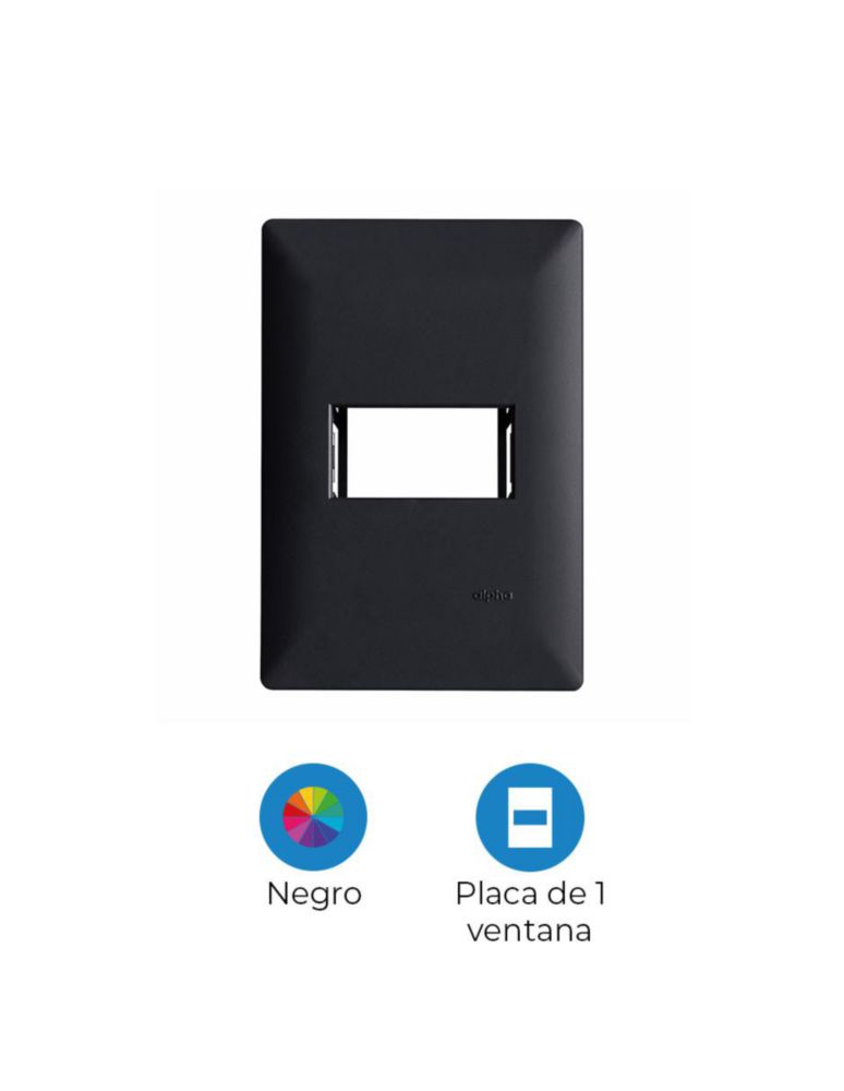 Estevez Placa 1 ventana Alpha Black Negro