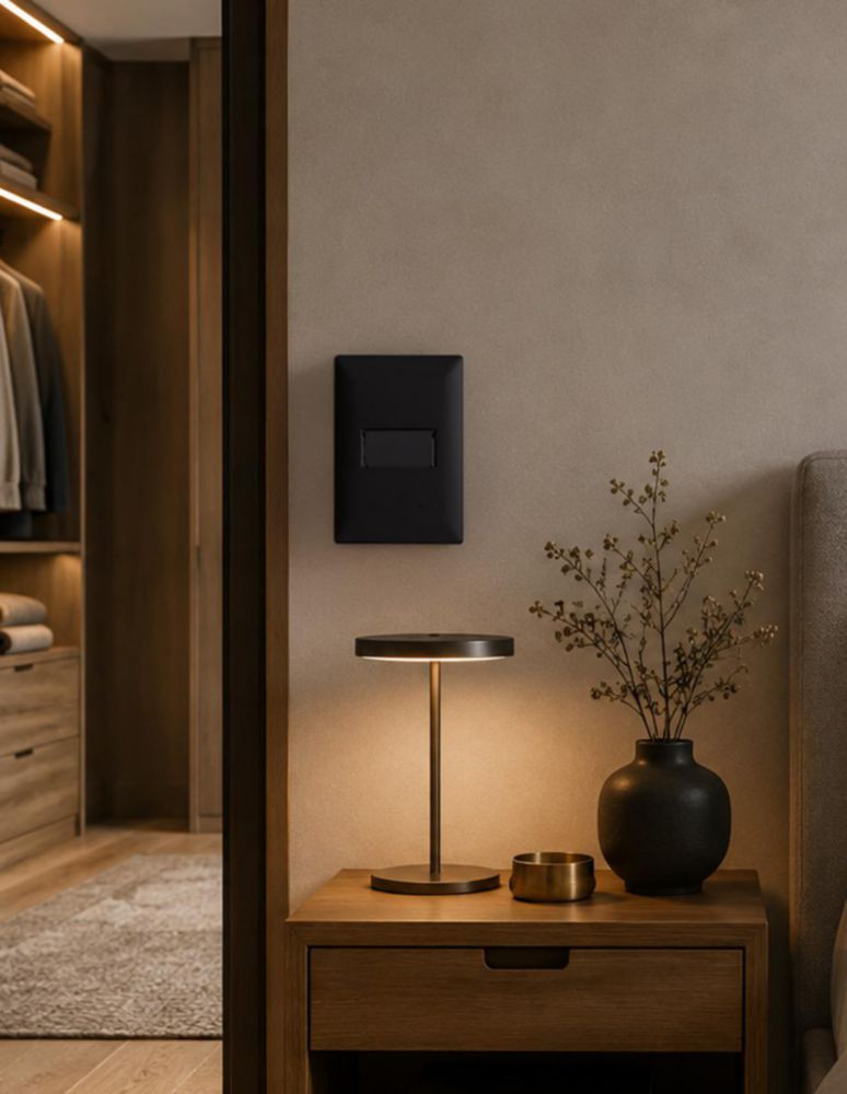 Estevez Placa 1 ventana Alpha Black Negro