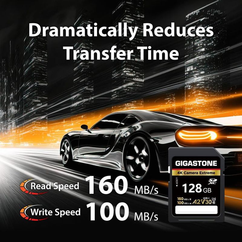 Tarjeta SD GIGASTONE 128 GB UHS‑I A2 V30 U3 170 MB/s