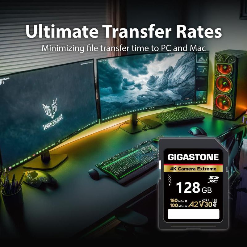Tarjeta SD GIGASTONE 128 GB UHS‑I A2 V30 U3 170 MB/s
