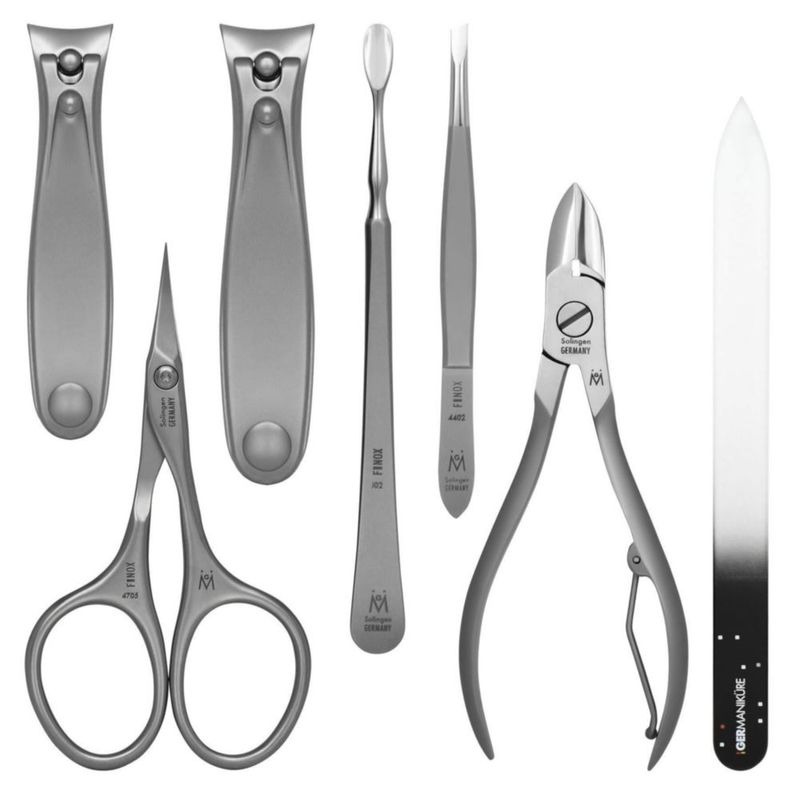 Kit de manicura GERMANIKURE de 7 piezas FINOX acero estuche negro