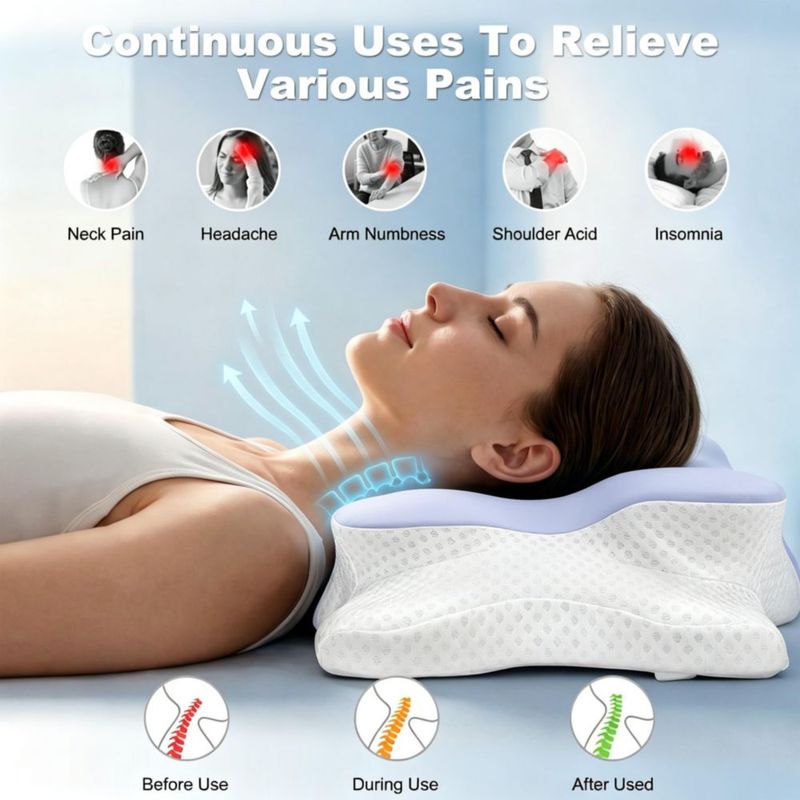 Almohada Cervical VYLEE de Espuma de Memoria con Contorno (Morado)