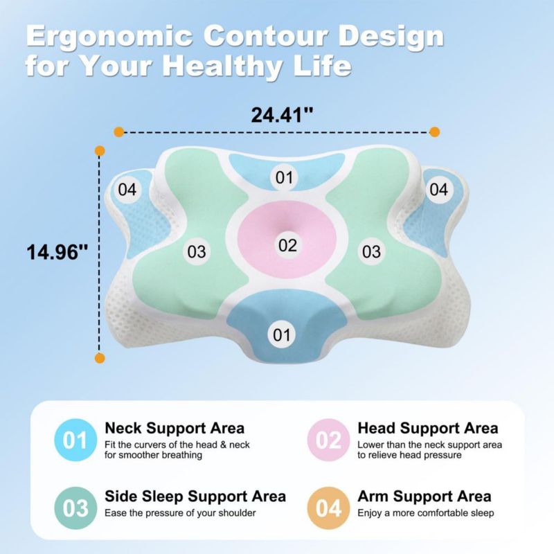 Almohada Cervical VYLEE de Espuma de Memoria con Contorno (Morado)