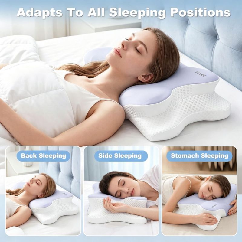 Almohada Cervical VYLEE de Espuma de Memoria con Contorno (Morado)