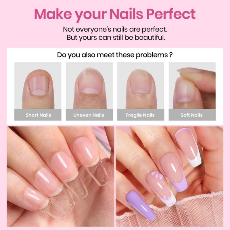 Tips de uñas Beetles Gel 384 piezas Coffin mediano 12 tamaños