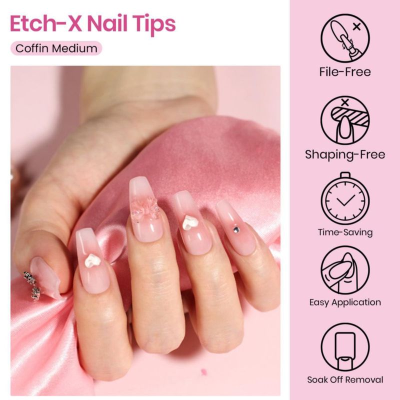 Tips de uñas Beetles Gel 384 piezas Coffin mediano 12 tamaños