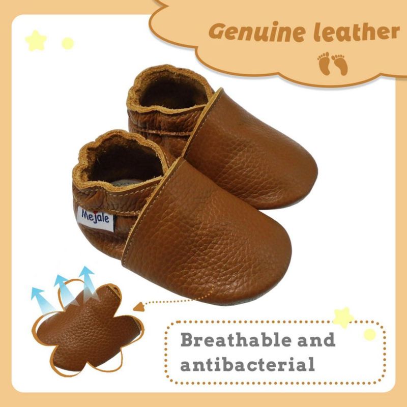 Zapatos de bebé Mejale de cuero 12 cm marrón antideslizantes