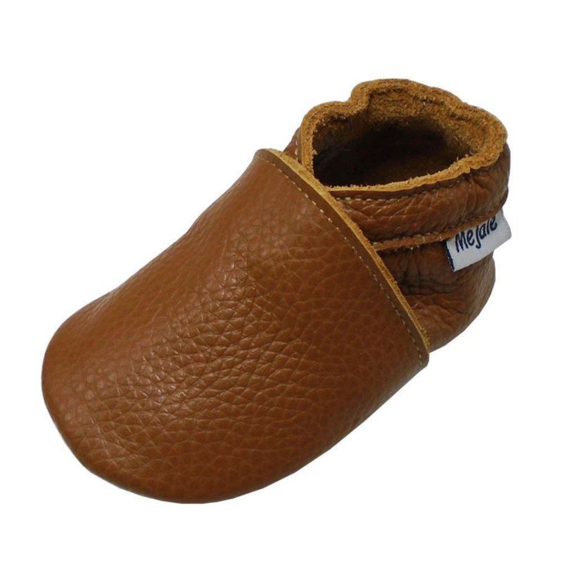Zapatos de bebé Mejale de cuero 12 cm marrón antideslizantes