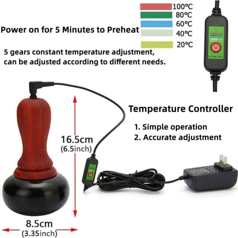 Masajeador eléctrico de piedras calientes WeiiTech con control de temperatura