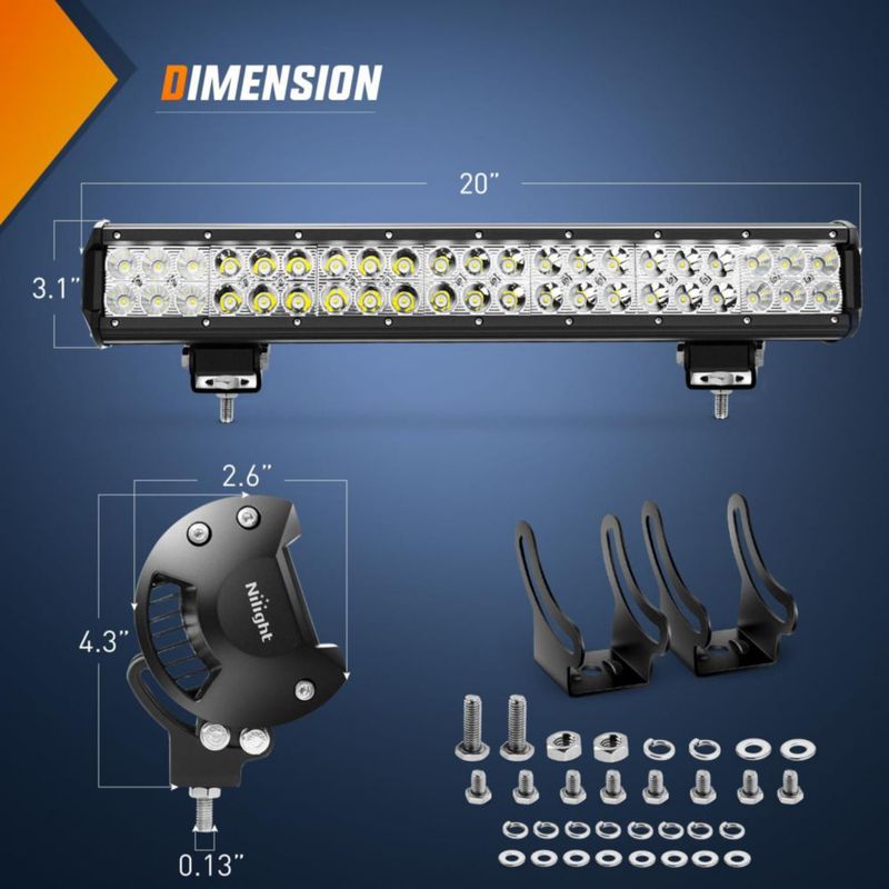 Barra de Luz LED Nilight 51 cm 126 W Cobertura Amarilla/Negra