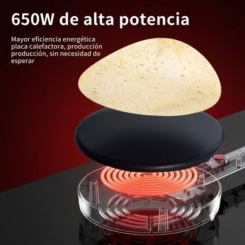 Crepera eléctrica IQ Tech SK-5208 650W con superficie antiadherente de 20 cm.