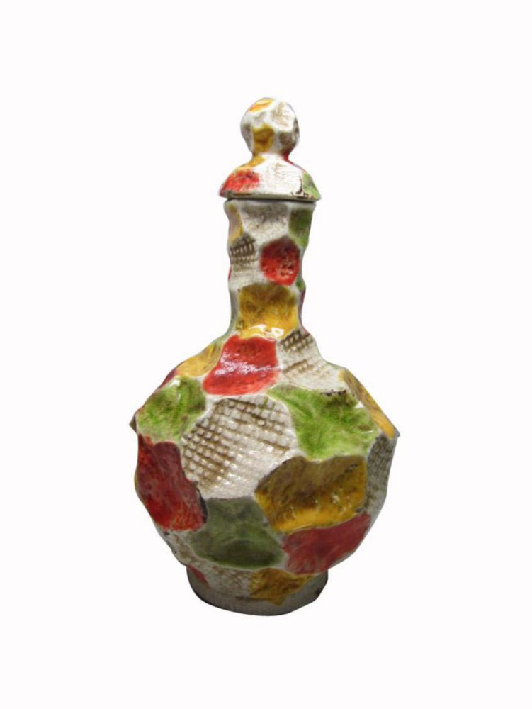 Jarrón de cerámica multicolor DesMa Group 17 cm con tapa