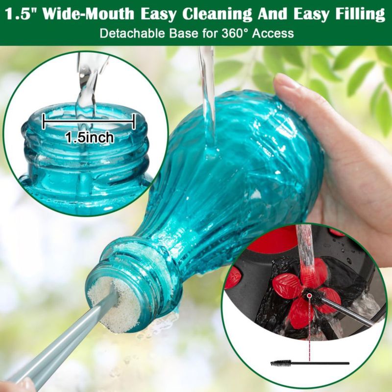 Alimentador para colibríes Jarkyfine 591 ml azul soplado a mano
