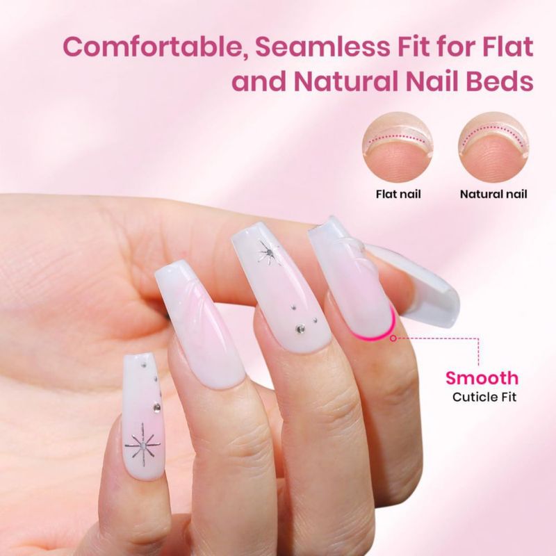 Tips de uñas tipo coffin Beetles Gel Polish 256 piezas 16 tamaños