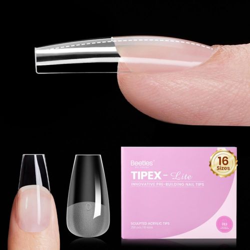 Tips de uñas tipo coffin Beetles Gel Polish 256 piezas 16 tamaños