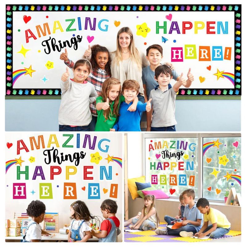 Decoración de tablero de aula con recortes decorativos Sealmic