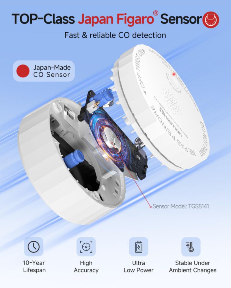 Detector de monóxido de carbono HEIMAN (Juego de 3) con Wi‑Fi y Gateway