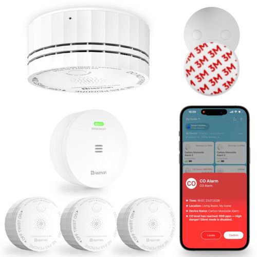 Detector de monóxido de carbono HEIMAN (Juego de 3) con Wi‑Fi y Gateway
