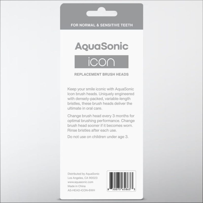 Juego de 6 cabezales de cepillo Aquasonic Icon color blanco