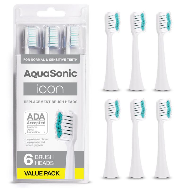 Juego de 6 cabezales de cepillo Aquasonic Icon color blanco