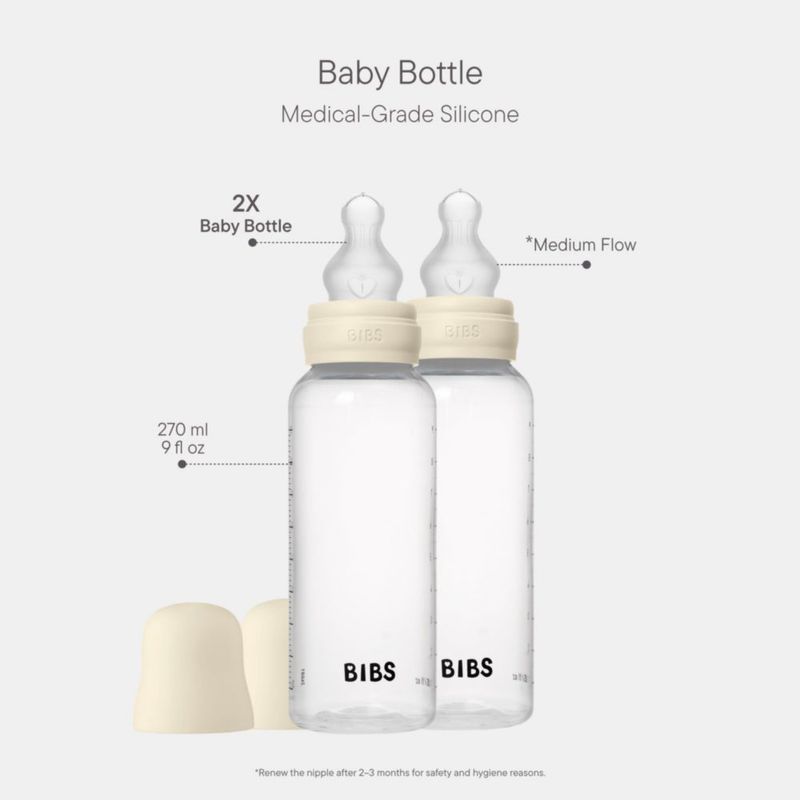 Baberos para biberón 270 ml paquete de 2 tetina de silicona color marfil