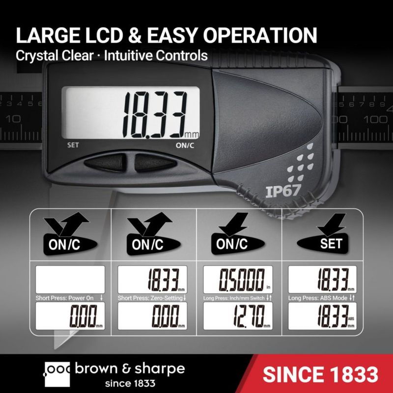 Calibrador digital Brown & Sharpe 150 mm acero inoxidable IP67