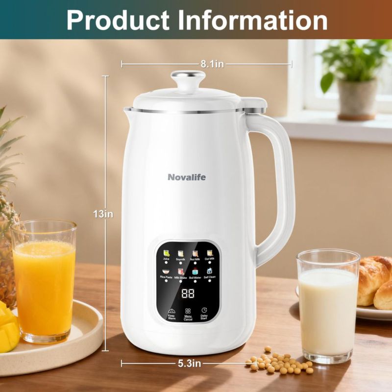 Máquina de Leche de Nueces Novalife 1200 ml Blanco 8‑en‑1