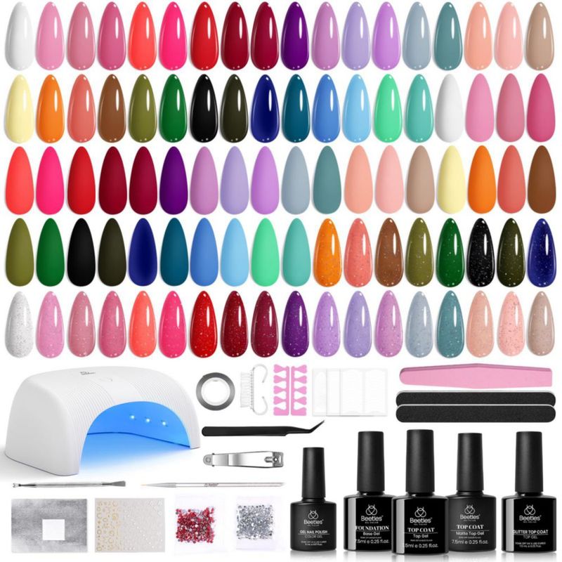 Kit de uñas de gel Beetles 54 piezas con lámpara UV