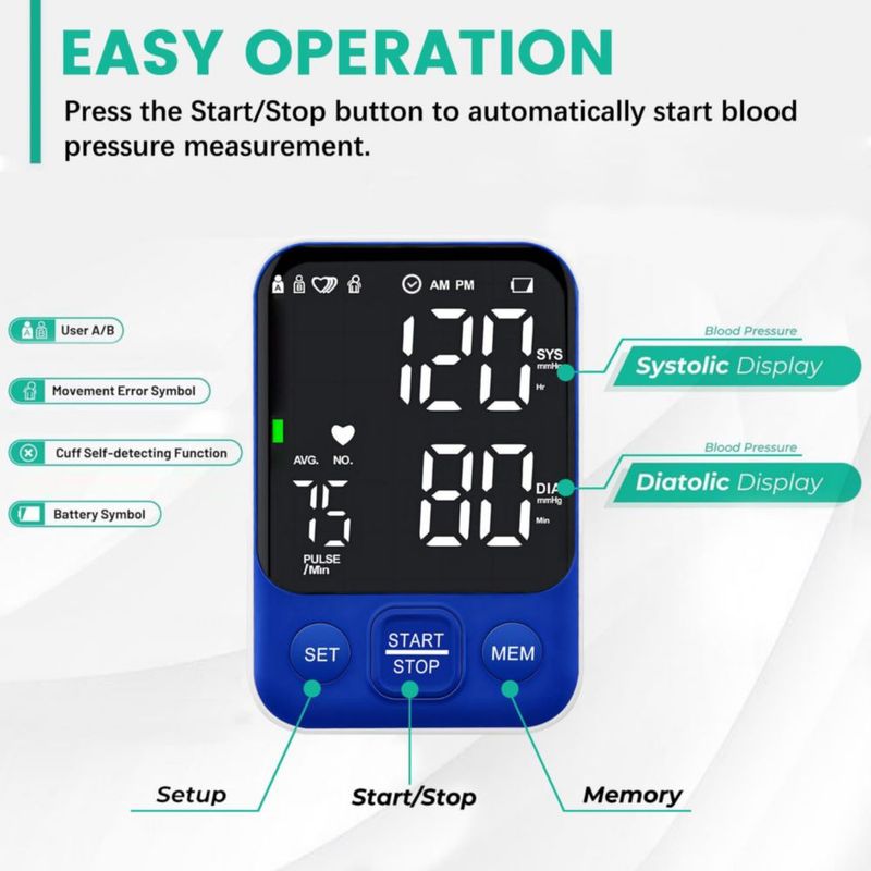 Monitor de Presión Arterial Oklar con Manguito Ajustable 22-40 cm