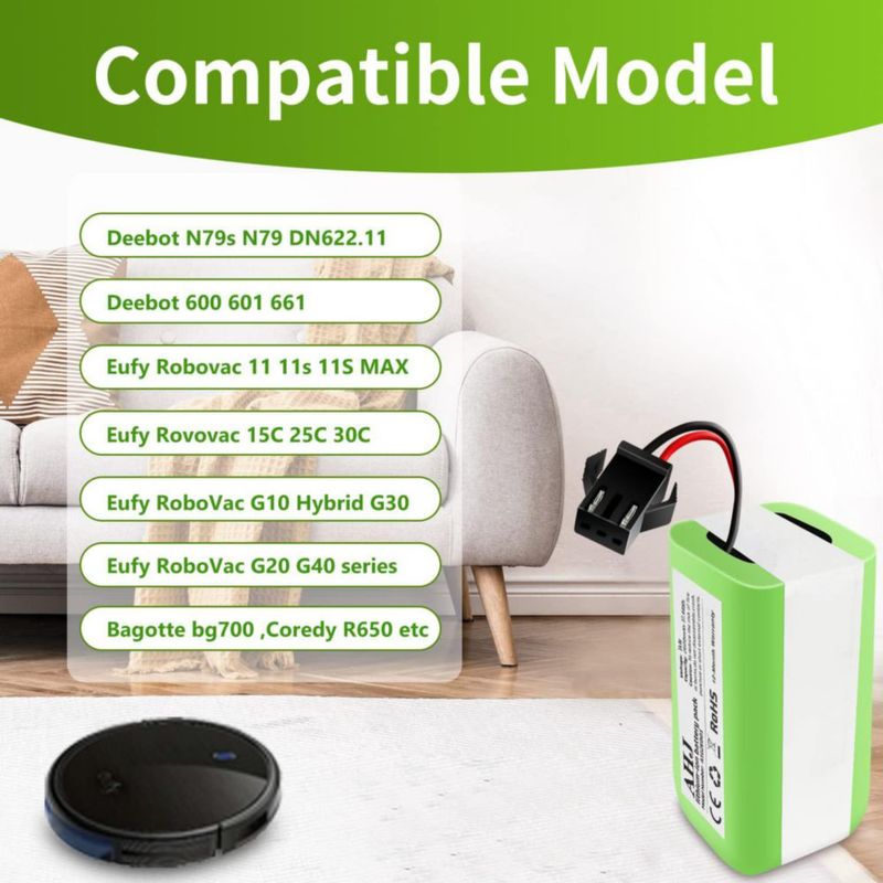 Batería de repuesto AHJ para Ecovacs Deebot N79S N79 DN622 500 y Eufy RoboVac 11S 11S Plus 11S MAX 11S MAX 11S MAX 11C 12 15C 15C 15T 15MAX 25C 30C 30